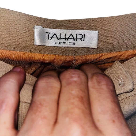 Tahari Petite Womens Two-Piece Suit Set Size M Beige 100% Polyester Buttoned Jac - Picture 13 of 16